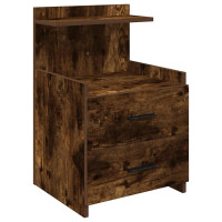 Produktbild för Sängbord 2 st med 2 lådor rökt ek 40x36,5x62 cm
