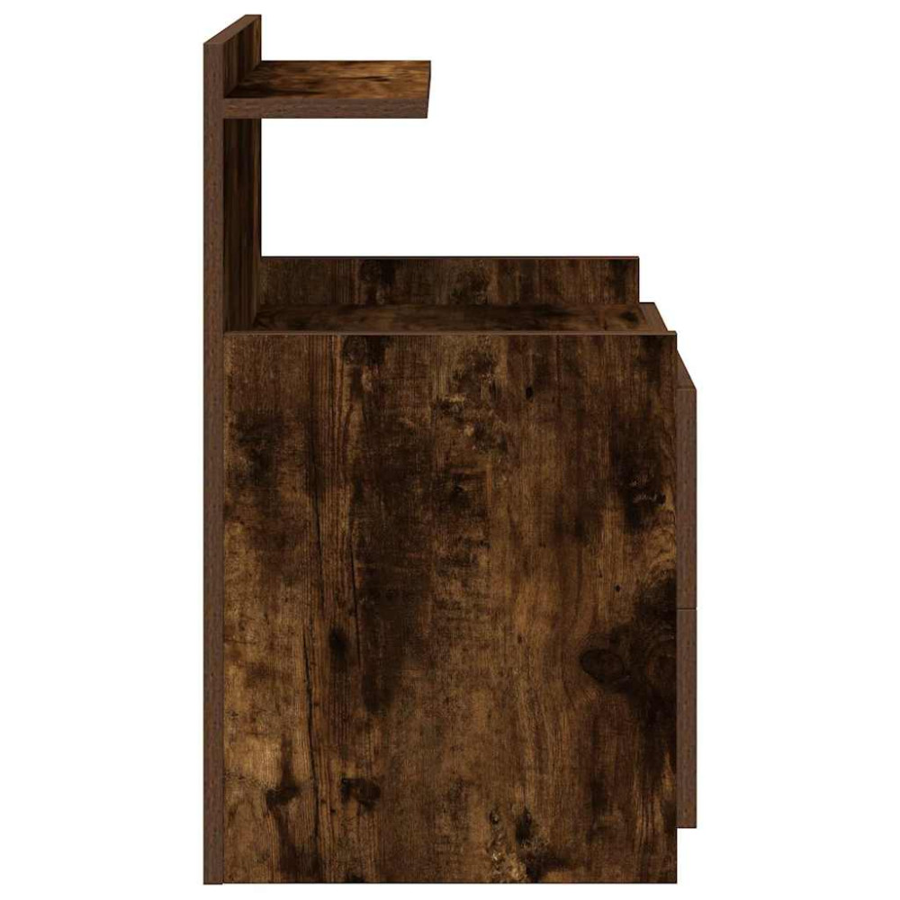 Produktbild för Sängbord 2 st med 2 lådor rökt ek 40x36,5x62 cm