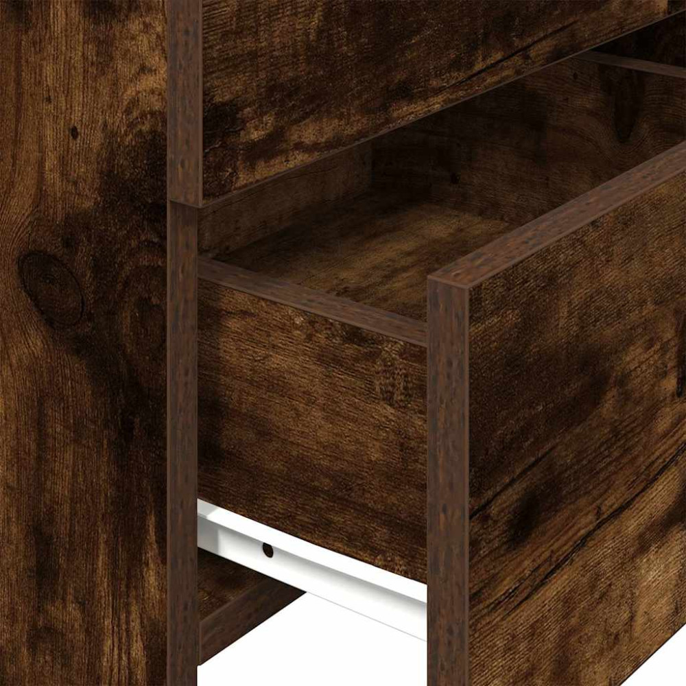 Produktbild för Sängbord 2 st med 2 lådor rökt ek 40x36,5x62 cm