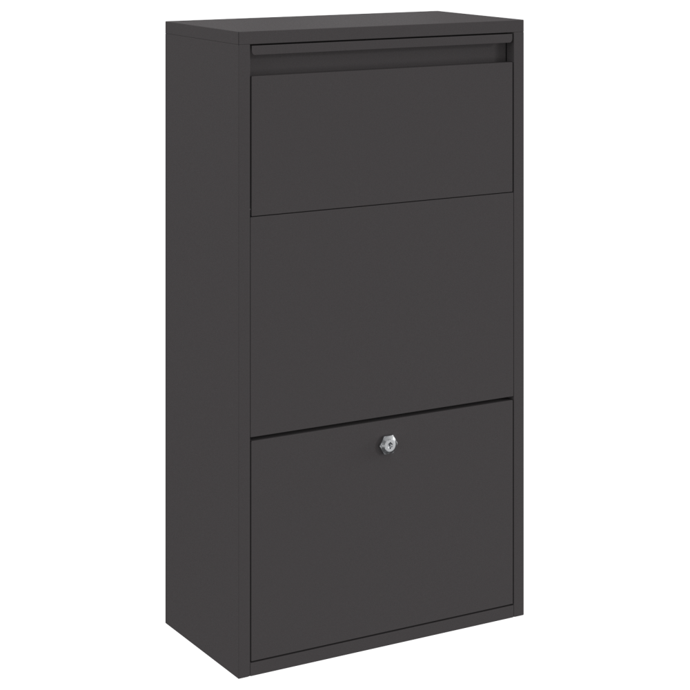 Produktbild för Paketbox med lagring med dörr Svart 44 x 22 x 82 cm Stål