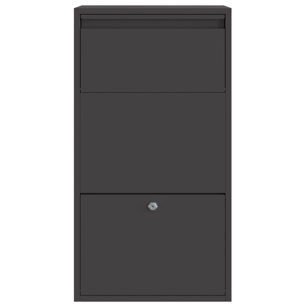 Produktbild för Paketbox med lagring med dörr Svart 44 x 22 x 82 cm Stål