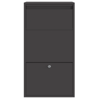 Produktbild för Paketbox med lagring med dörr Svart 44 x 22 x 82 cm Stål