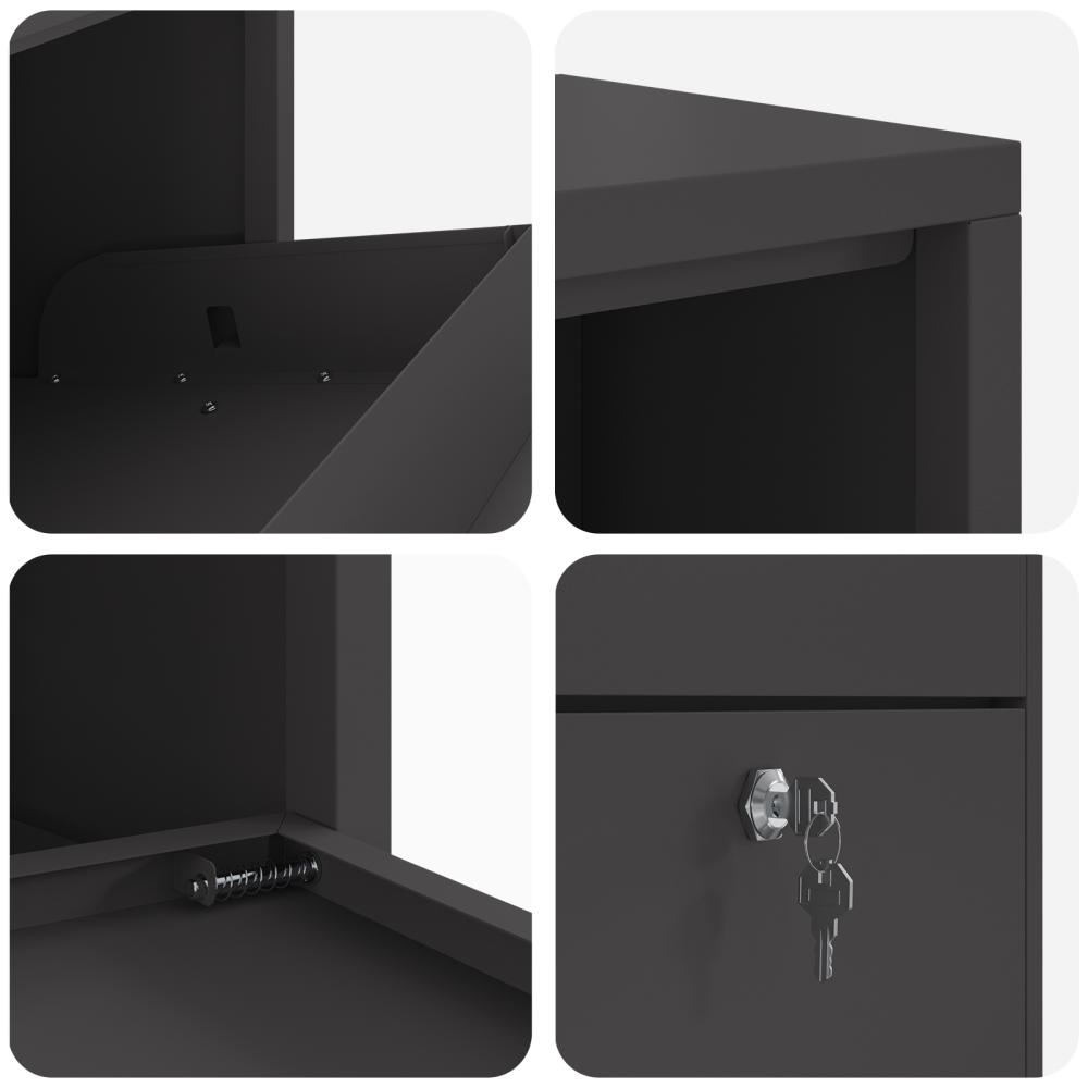 Produktbild för Paketbox med lagring med dörr Svart 44 x 22 x 82 cm Stål