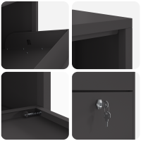 Produktbild för Paketbox med lagring med dörr Svart 44 x 22 x 82 cm Stål