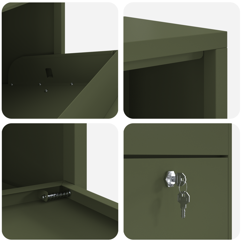 Produktbild för Paketbox med lagring med dörr Olivgrön 44 x 22 x 82 cm Stål