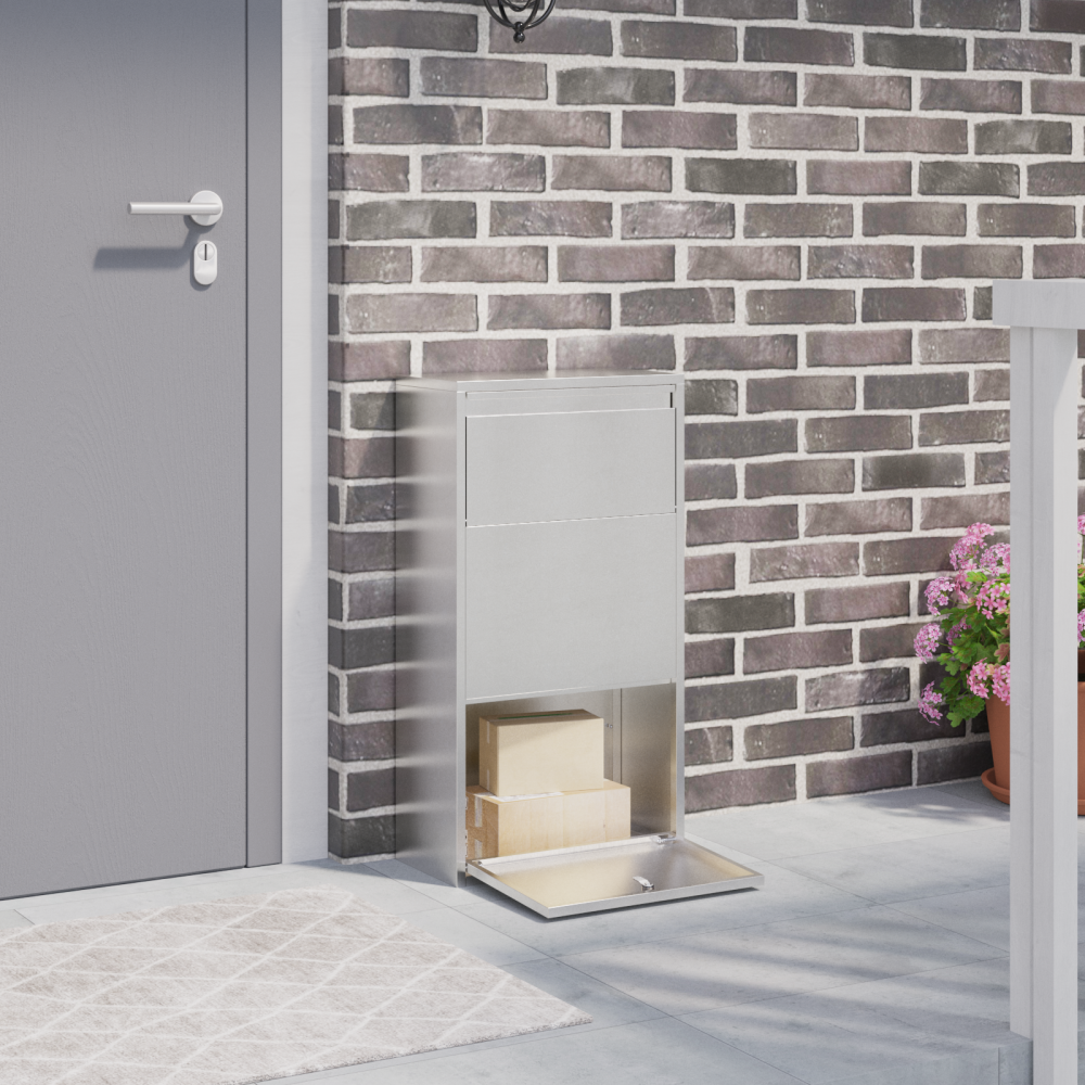 Produktbild för Paketbox med lagring Silver 44 x 22 x 82 cm Rostfritt stål