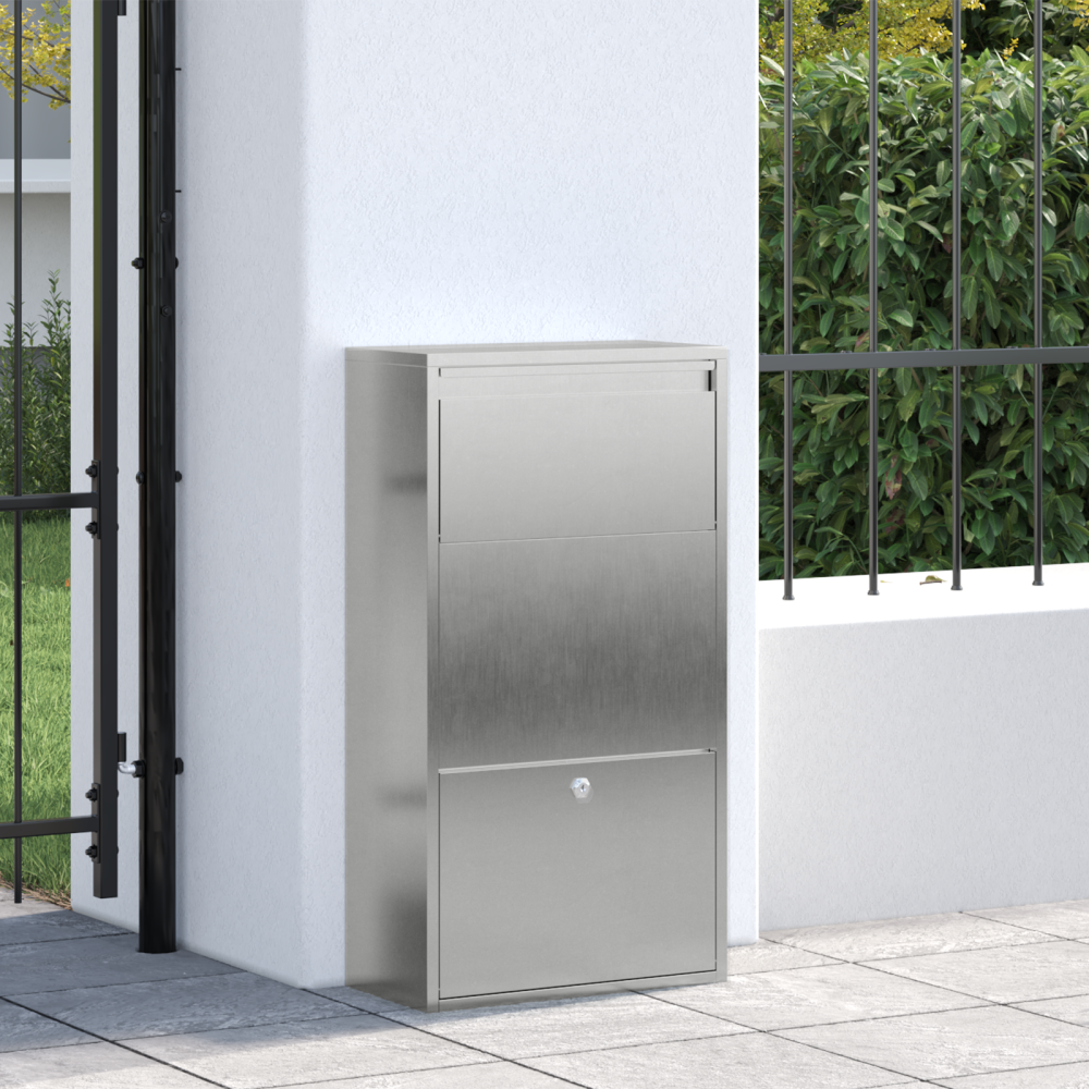 Produktbild för Paketbox med lagring Silver 44 x 22 x 82 cm Rostfritt stål