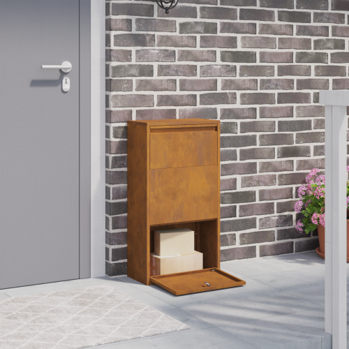 vidaXL Paketbox med lagring Rostig 44 x 22 x 82 cm Väderbeständig stål