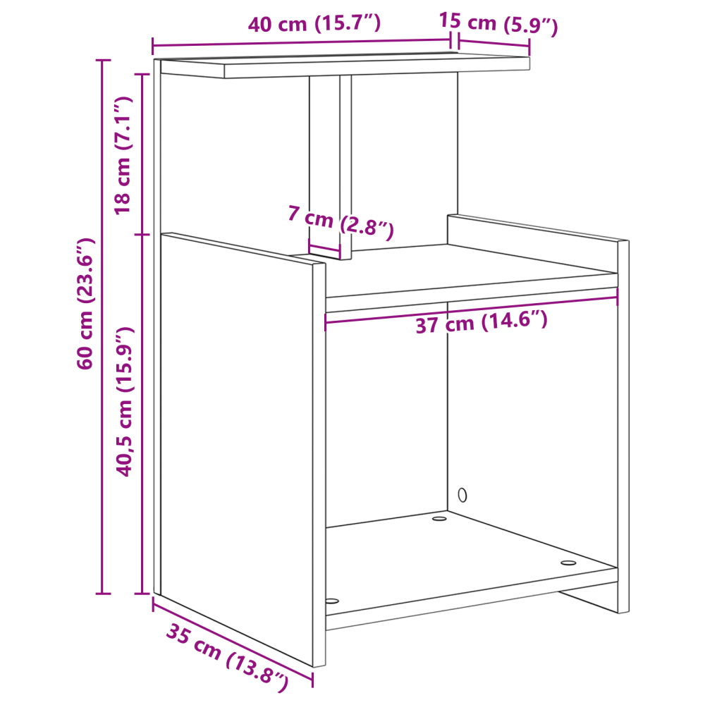 Produktbild för Nattduksbord 2 pcs Gammalt trä 40 x 35 x 60 cm Konstruerat trä