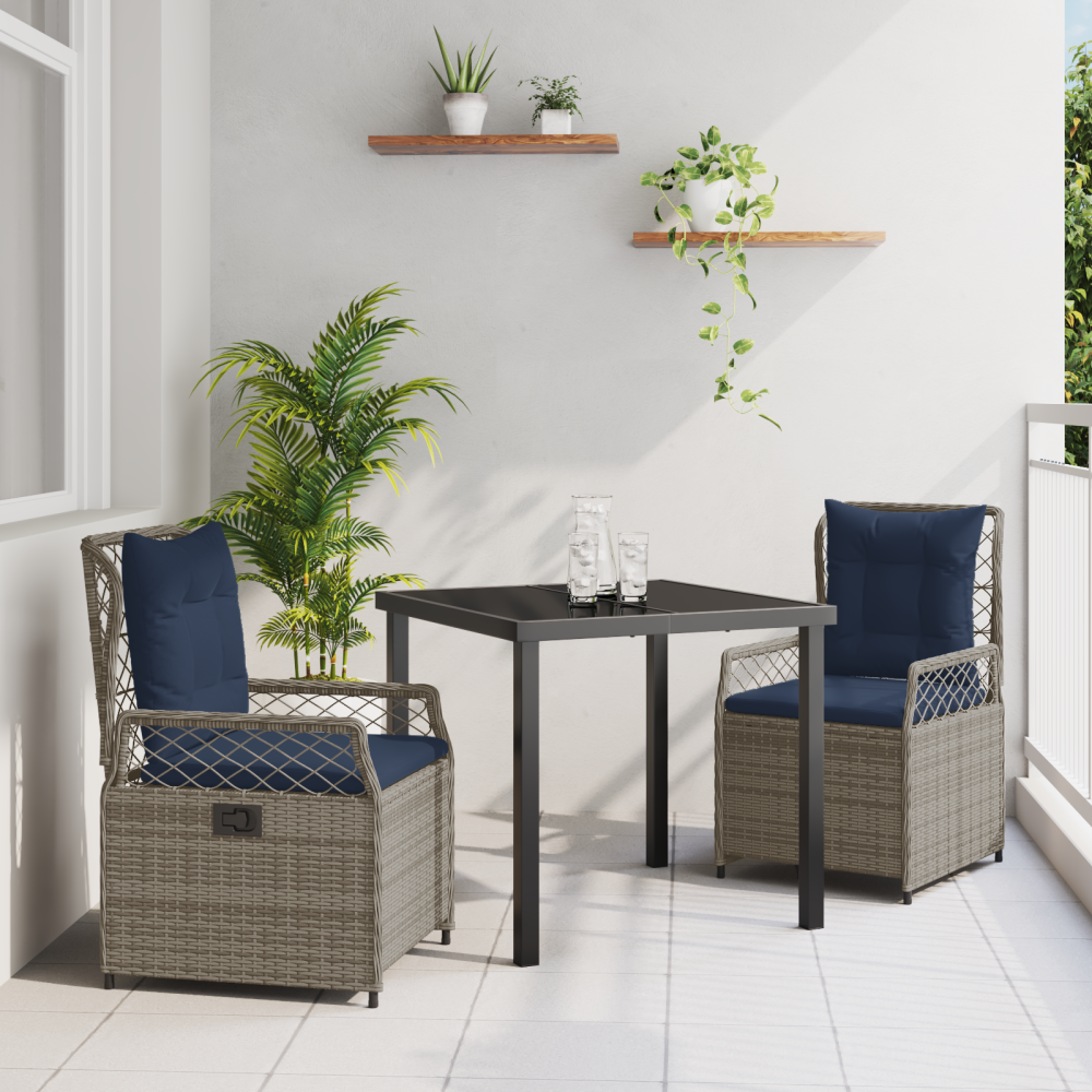 Produktbild för Trädgårdsmöbelset 3 pcs Grå konstrotting