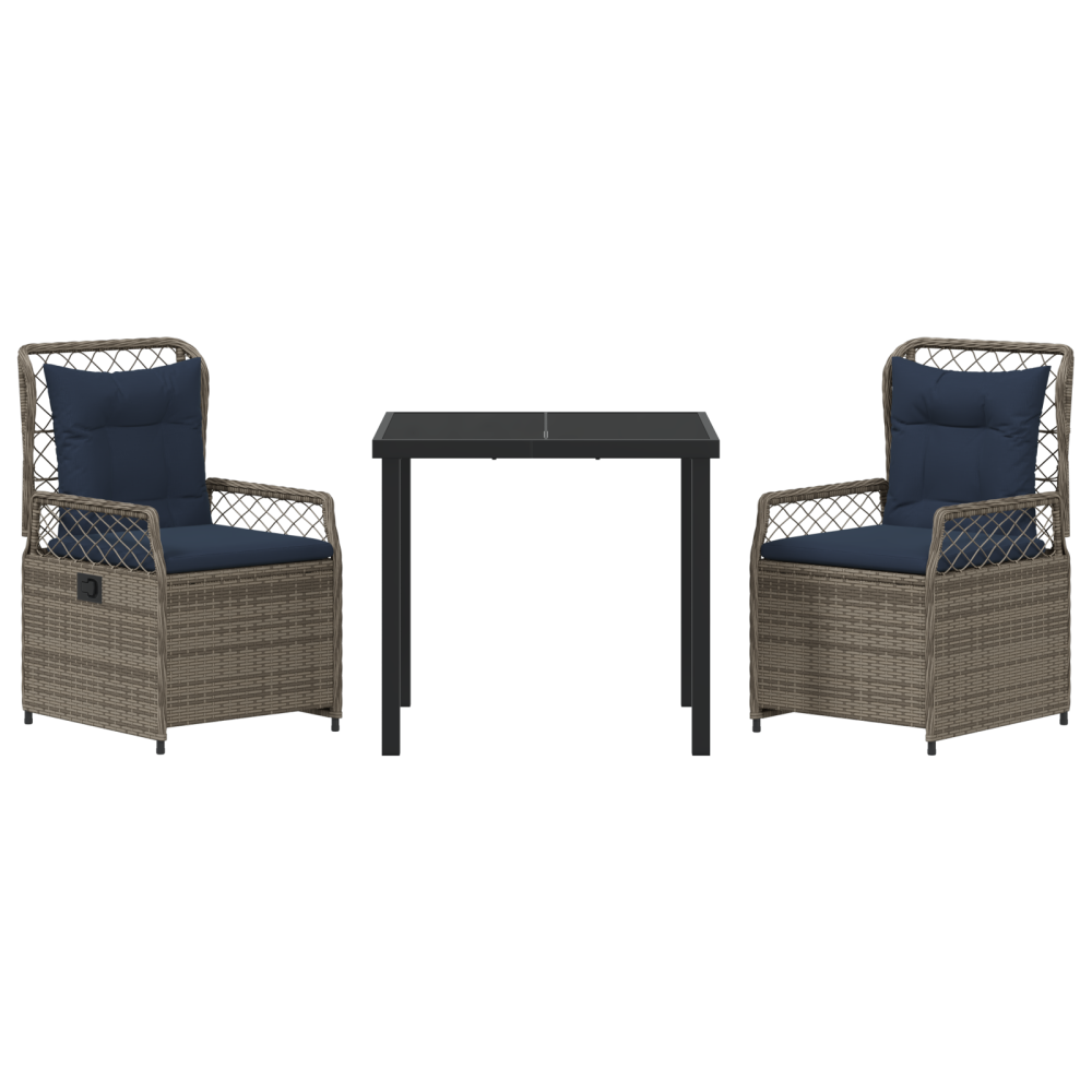 Produktbild för Trädgårdsmöbelset 3 pcs Grå konstrotting