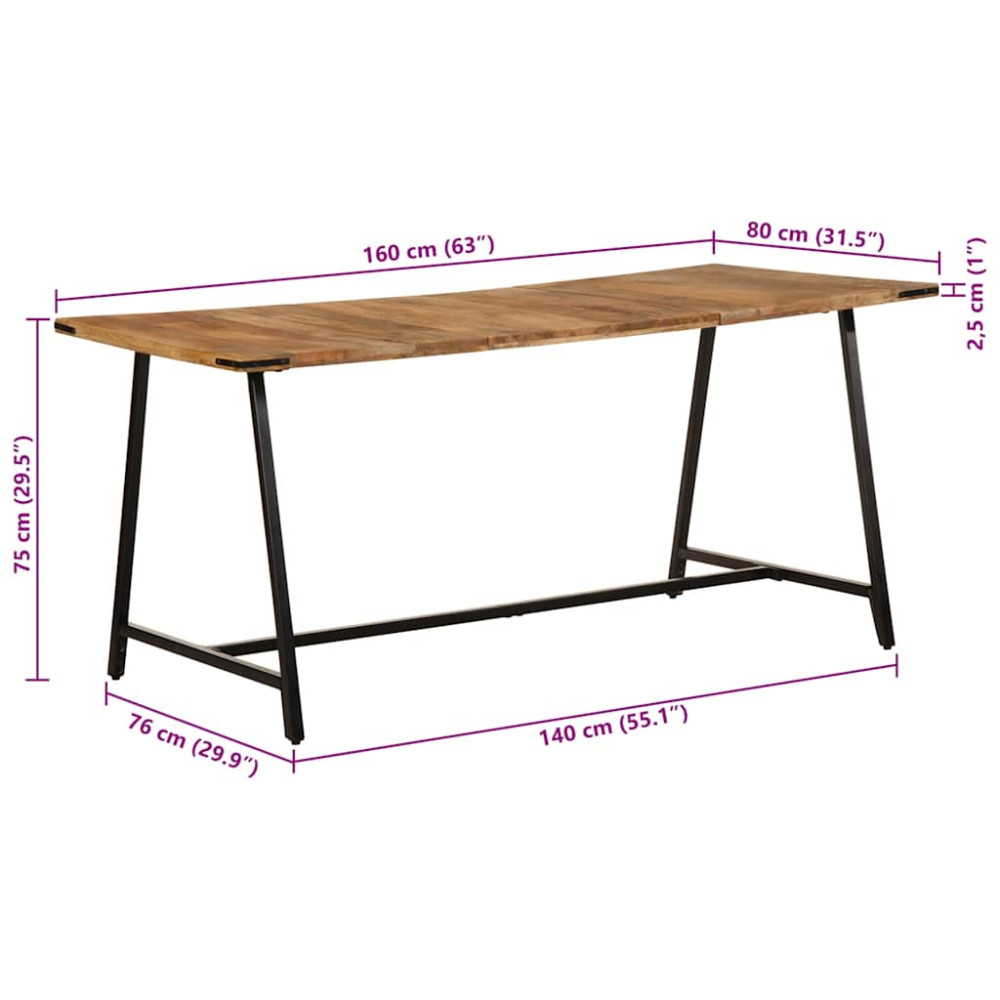 Produktbild för Matbord 160x80x75 cm massivt mangoträ