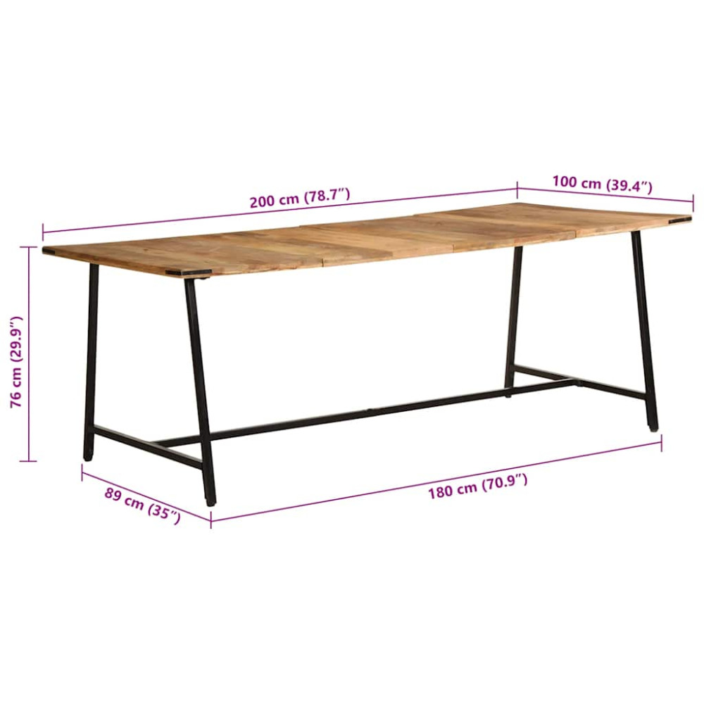 Produktbild för Matbord 200x100x75 cm massivt mangoträd