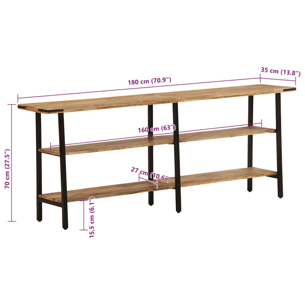 Produktbild för Avlastningsbord 180x35x70 cm mango i massivt trä