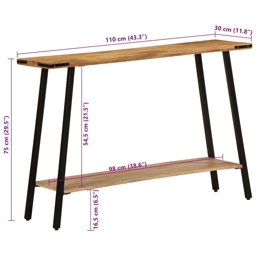 Produktbild för Konsolbord 110x30x75 cm massivt mangoträ