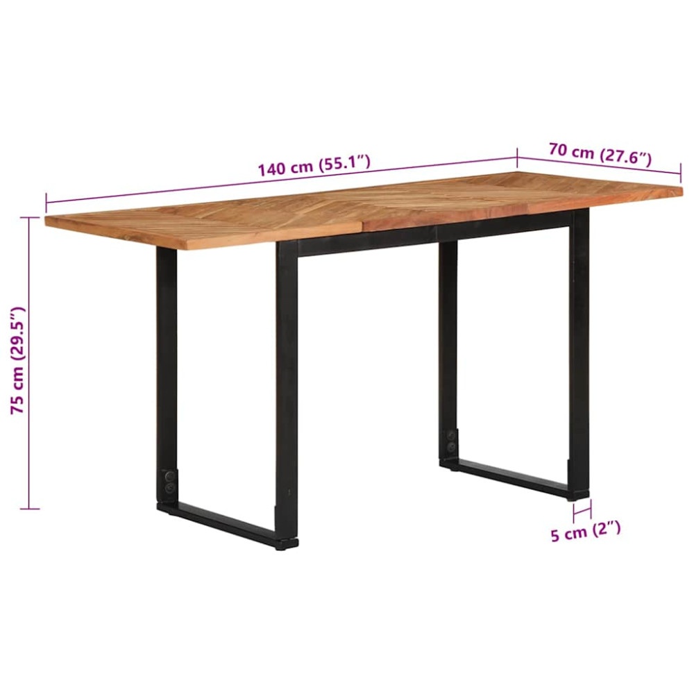 Produktbild för Matbord 140x70x75 cm massivt trä akacia