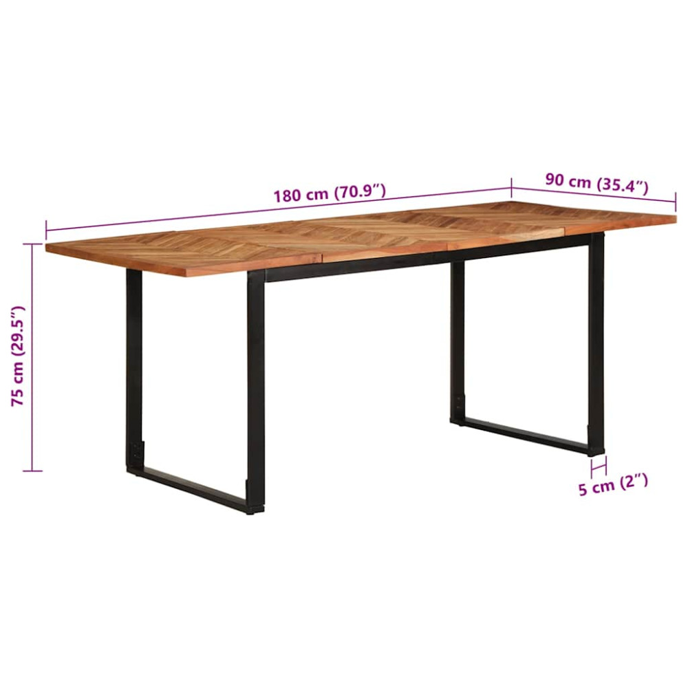 Produktbild för Matbord 180x90x75 cm massivt trä akacia