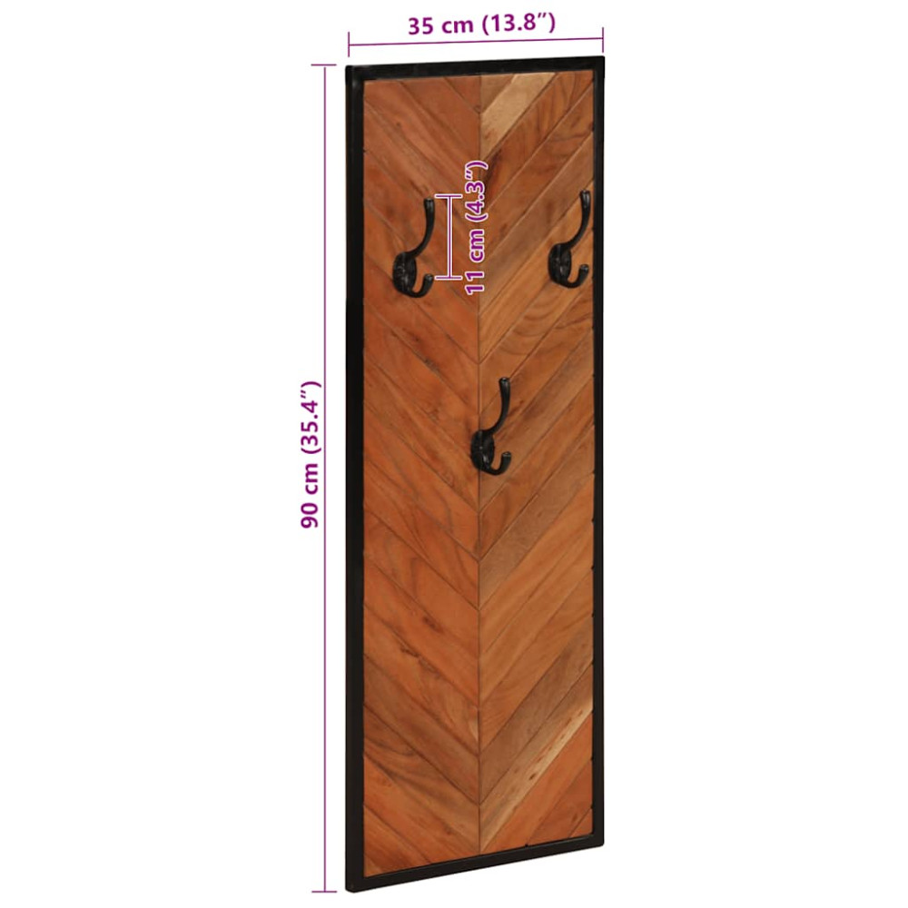 Produktbild för Klädhängare 2 st 35x1x90 cm massivt trä akacia
