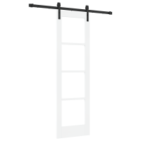 Produktbild för Skjutdörr ORKDAL Vit 61 x 198,5 cm Massivt tallträ och glas