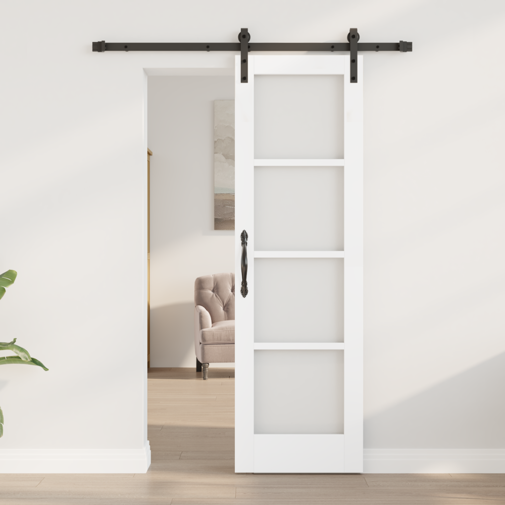 Produktbild för Skjutdörr ORKDAL Vit 61 x 198,5 cm Massivt tallträ och glas