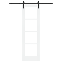Produktbild för Skjutdörr ORKDAL Vit 61 x 198,5 cm Massivt tallträ och glas