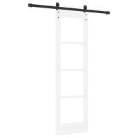 Produktbild för Skjutdörr ORKDAL Vit 61 x 198,5 cm Massivt tallträ och glas
