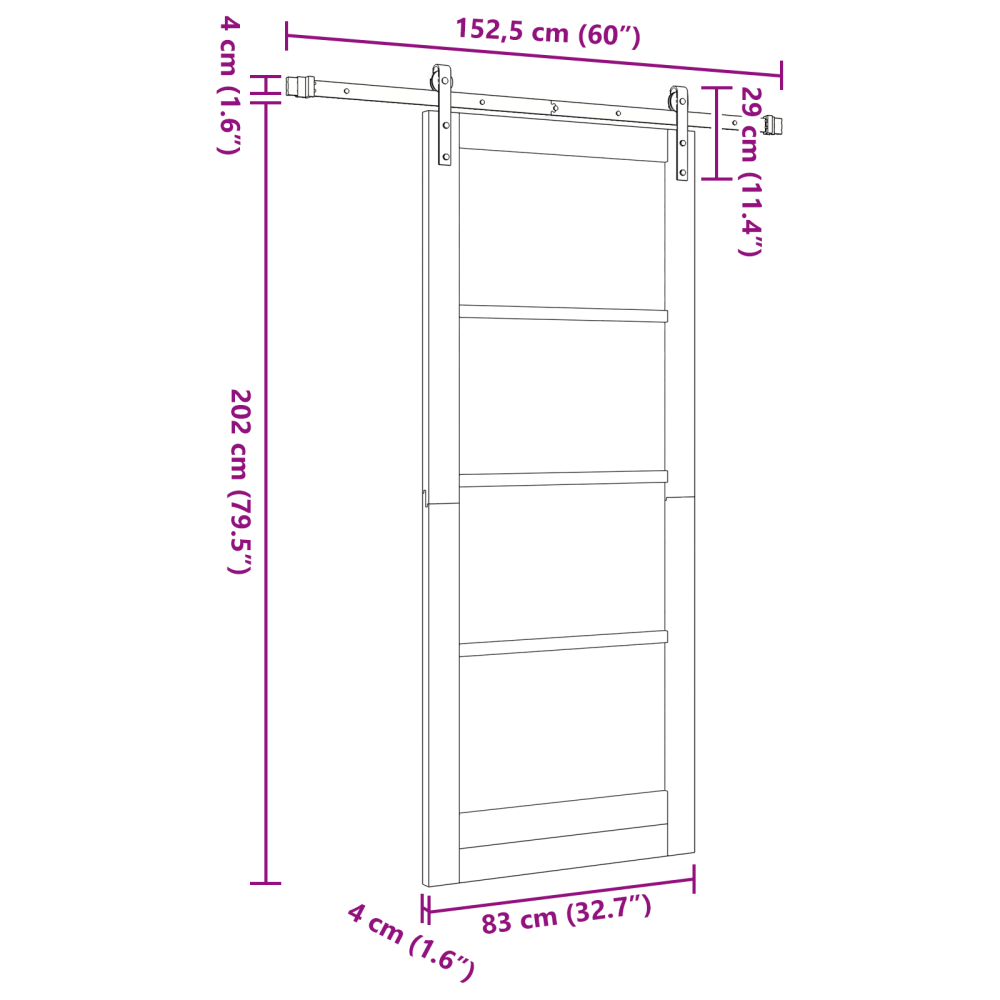 Produktbild för Skjutdörr ORKDAL Vit 83 x 202 cm Massivt tallträ och glas