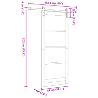 Produktbild för Skjutdörr ORKDAL Vit 83 x 202 cm Massivt tallträ och glas