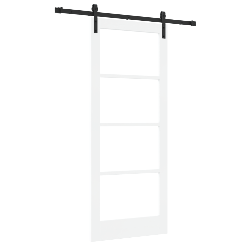 Produktbild för Skjutdörr ORKDAL Vit 83 x 202 cm Massivt tallträ och glas