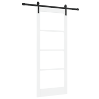 Produktbild för Skjutdörr ORKDAL Vit 83 x 202 cm Massivt tallträ och glas