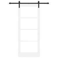 Produktbild för Skjutdörr ORKDAL Vit 83 x 202 cm Massivt tallträ och glas