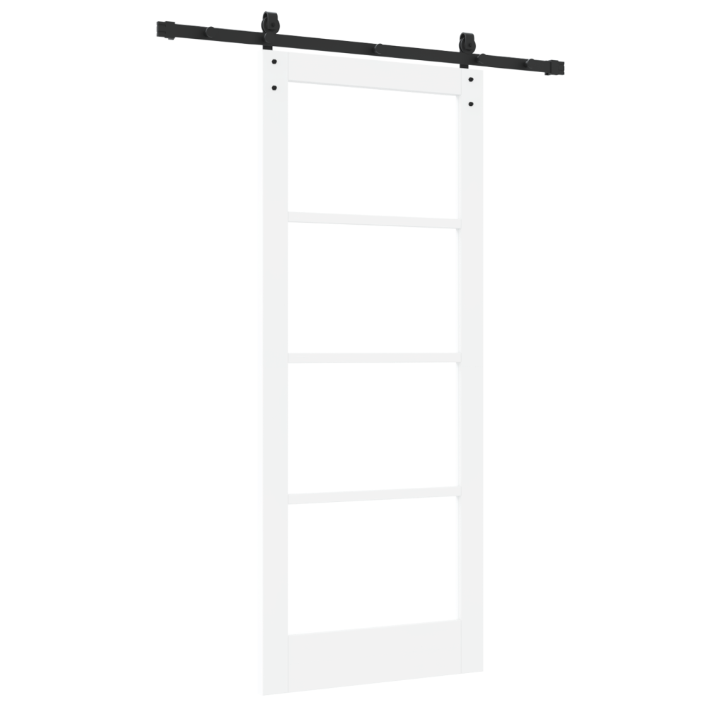 Produktbild för Skjutdörr ORKDAL Vit 83 x 202 cm Massivt tallträ och glas