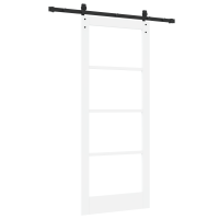 Produktbild för Skjutdörr ORKDAL Vit 83 x 202 cm Massivt tallträ och glas