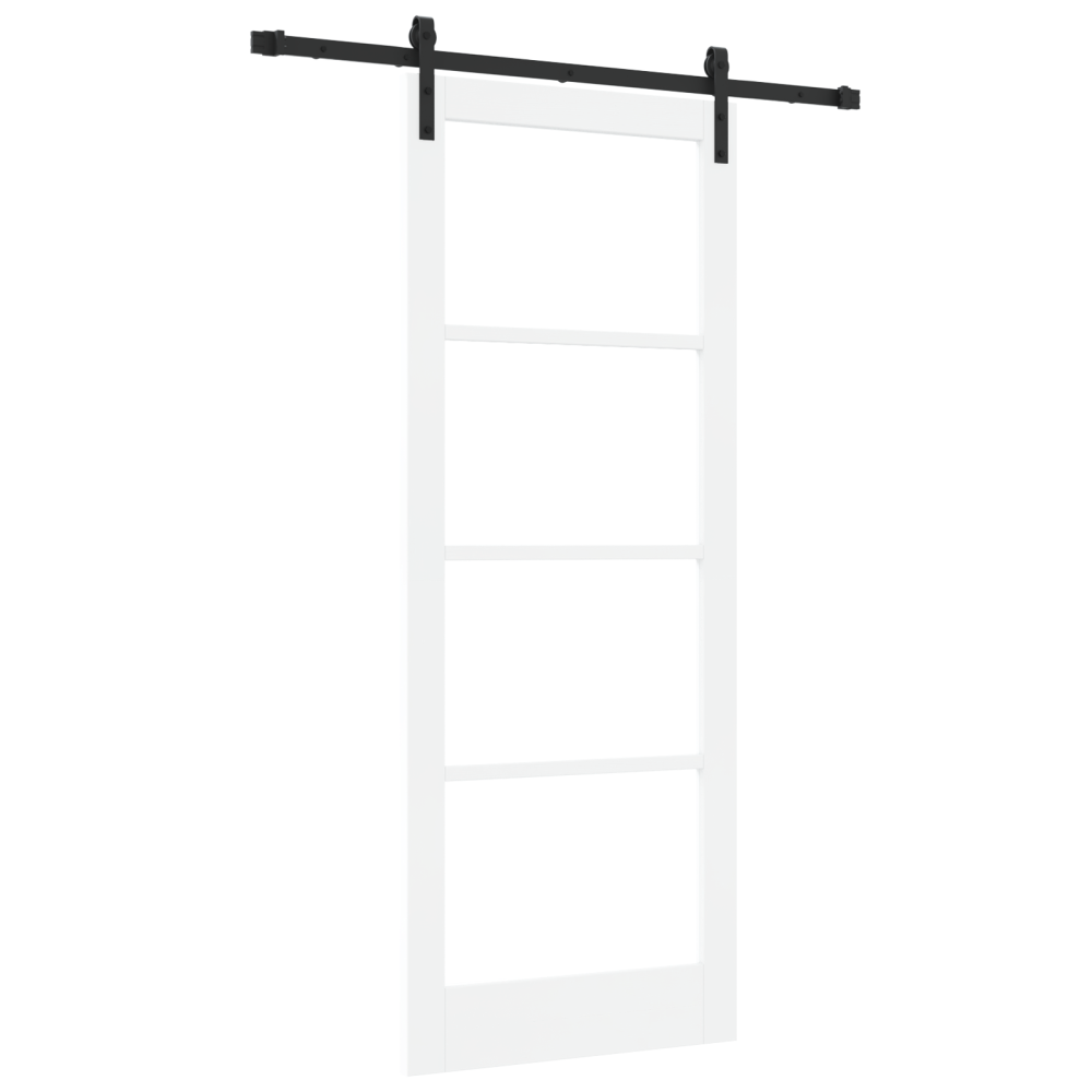 Produktbild för Skjutdörr ORKDAL Vit 83 x 211 cm Massivt tallträ och glas