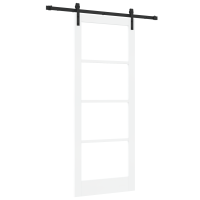 Produktbild för Skjutdörr ORKDAL Vit 83 x 211 cm Massivt tallträ och glas