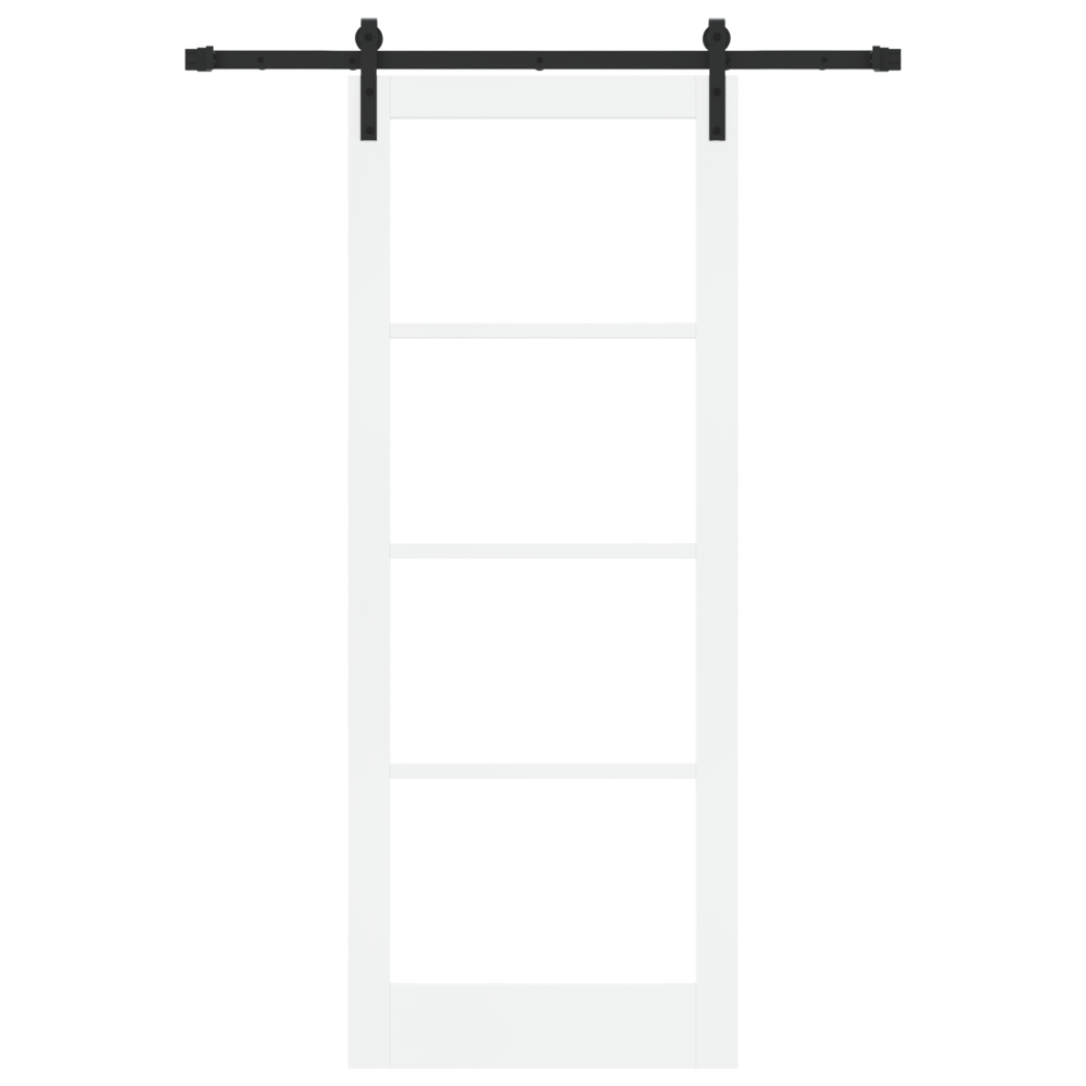 Produktbild för Skjutdörr ORKDAL Vit 83 x 211 cm Massivt tallträ och glas