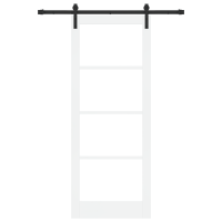 Produktbild för Skjutdörr ORKDAL Vit 83 x 211 cm Massivt tallträ och glas
