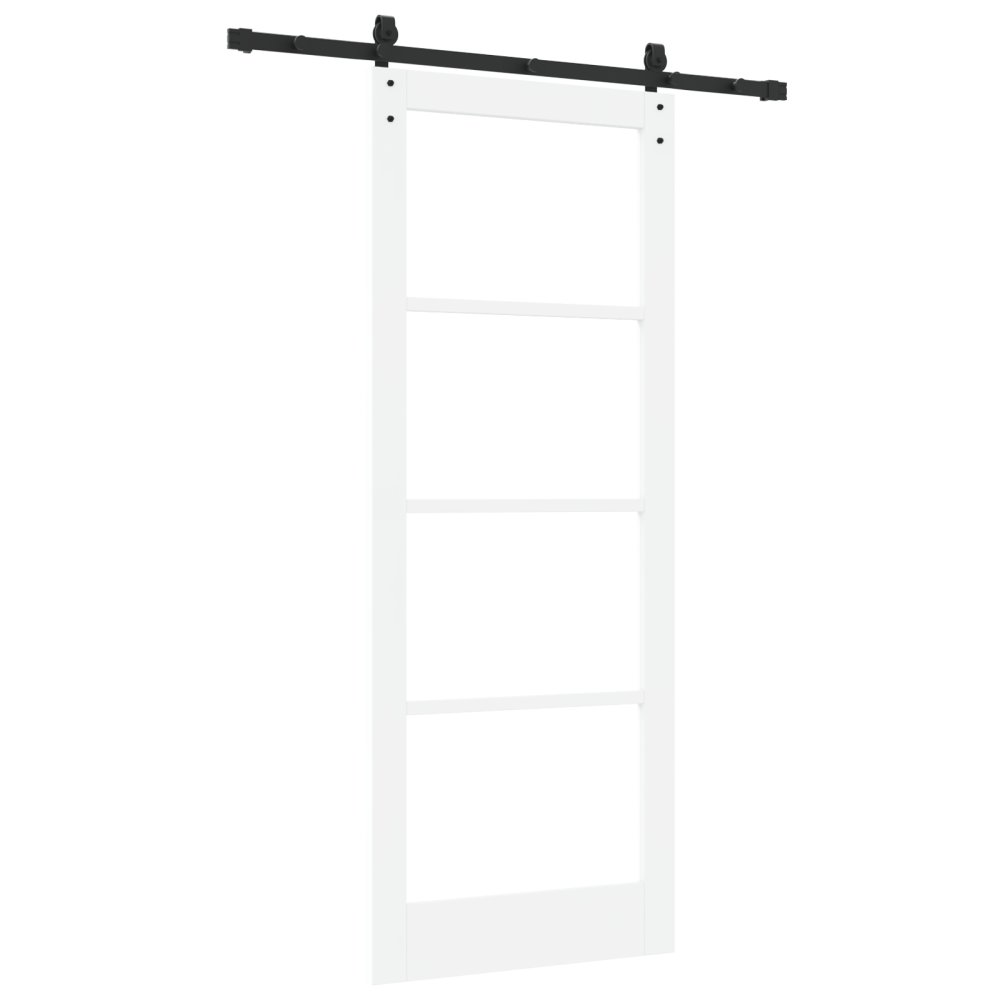 Produktbild för Skjutdörr ORKDAL Vit 83 x 211 cm Massivt tallträ och glas