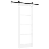 Produktbild för Skjutdörr ORKDAL Vit 83 x 211 cm Massivt tallträ och glas