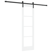 Produktbild för Skjutdörr ORKDAL Vit 61 x 198,5 cm Massivt tallträ och glas