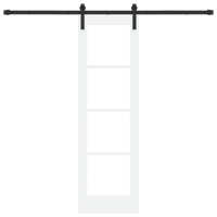 Produktbild för Skjutdörr ORKDAL Vit 61 x 198,5 cm Massivt tallträ och glas
