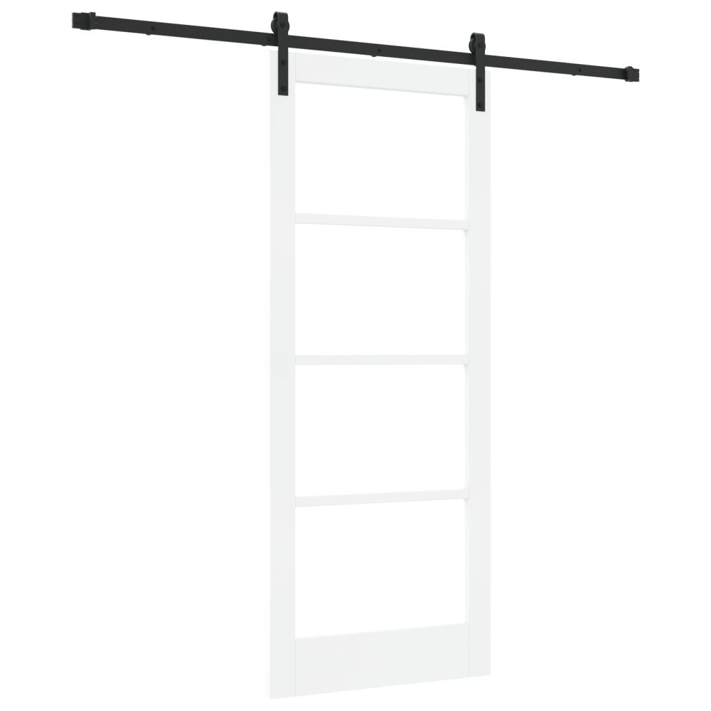 Produktbild för Skjutdörr ORKDAL Vit 83 x 202 cm Massivt tallträ och glas