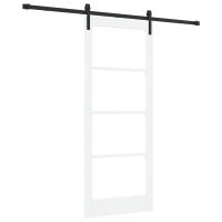 Produktbild för Skjutdörr ORKDAL Vit 83 x 202 cm Massivt tallträ och glas