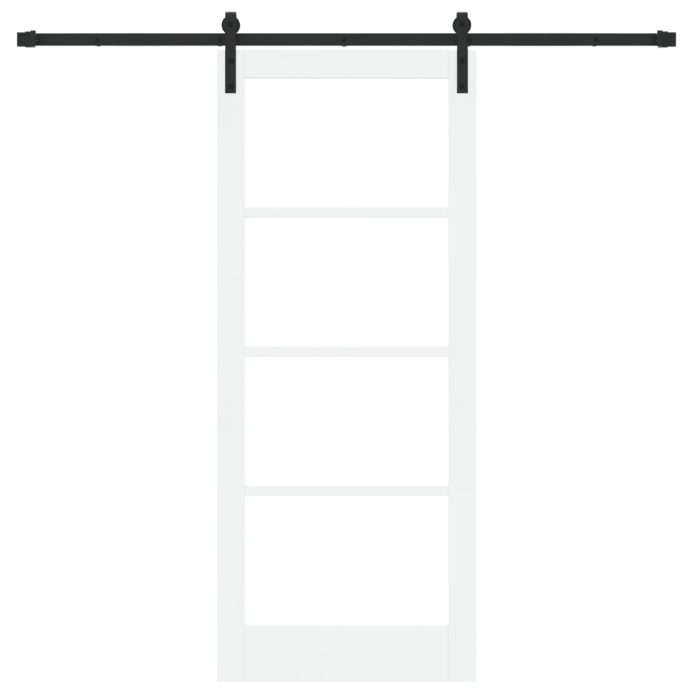 Produktbild för Skjutdörr ORKDAL Vit 83 x 202 cm Massivt tallträ och glas