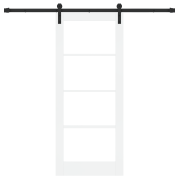 Produktbild för Skjutdörr ORKDAL Vit 83 x 202 cm Massivt tallträ och glas