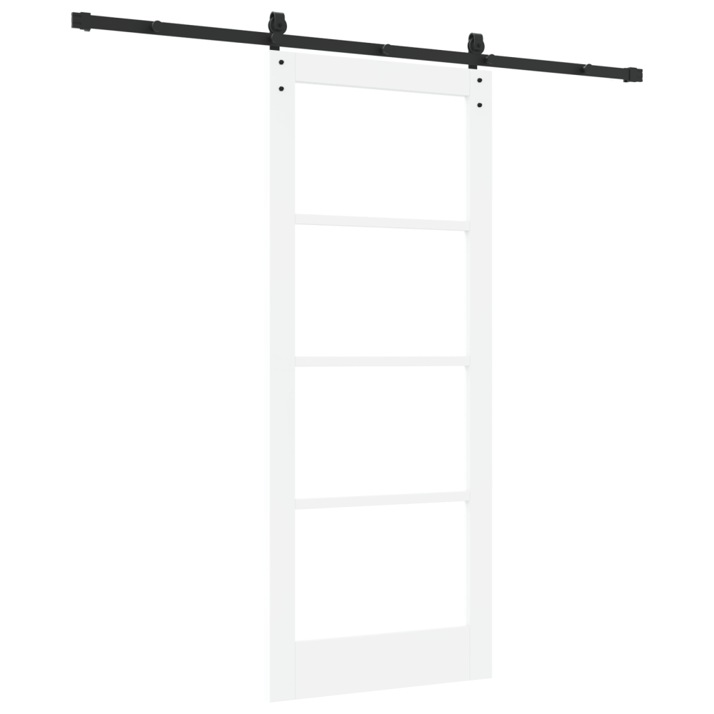 Produktbild för Skjutdörr ORKDAL Vit 83 x 202 cm Massivt tallträ och glas