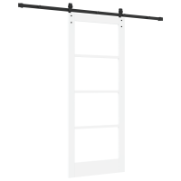 Produktbild för Skjutdörr ORKDAL Vit 83 x 202 cm Massivt tallträ och glas