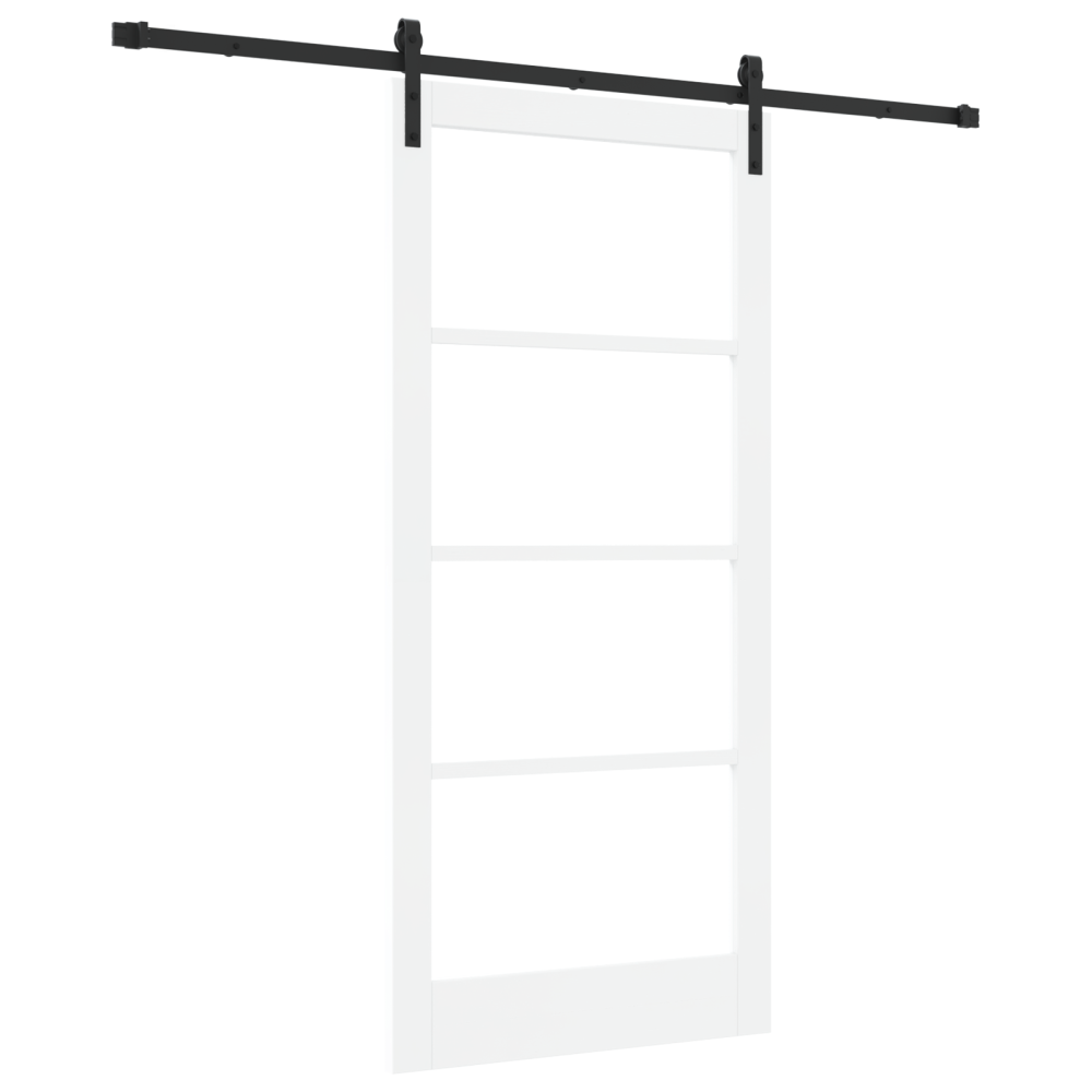 Produktbild för Skjutdörr ORKDAL Vit 93 x 202 cm Massivt tallträ och glas
