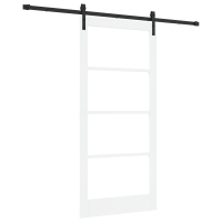 Produktbild för Skjutdörr ORKDAL Vit 93 x 202 cm Massivt tallträ och glas