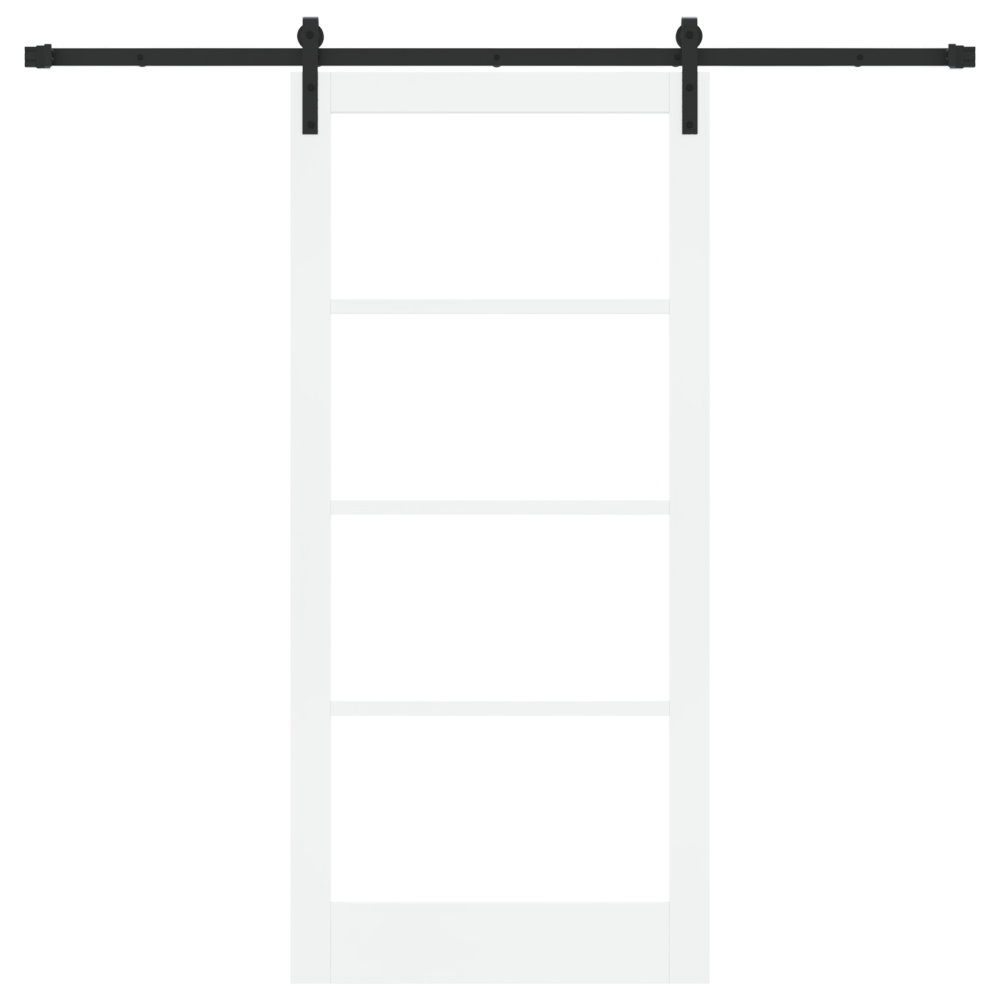 Produktbild för Skjutdörr ORKDAL Vit 93 x 202 cm Massivt tallträ och glas